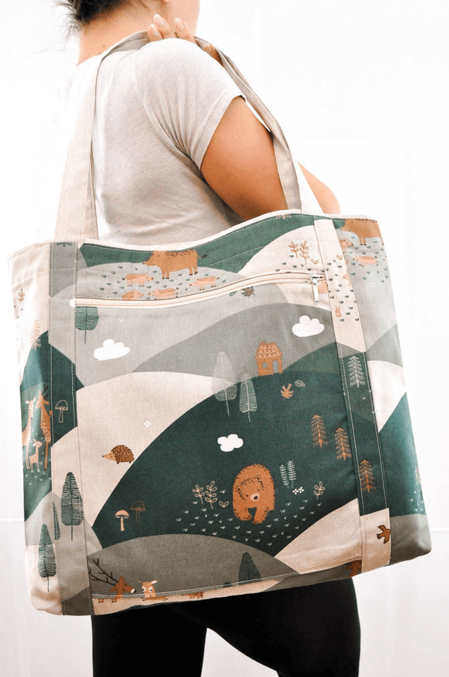 Forest Animal Families Print Shopping Tote