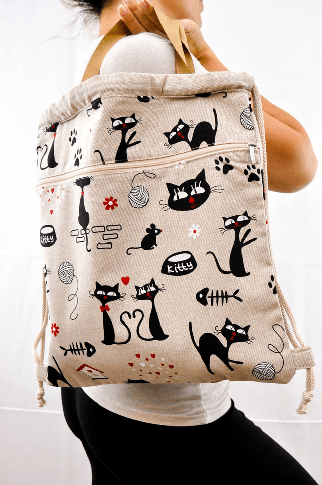 Sassy Black Cats Print Backpack