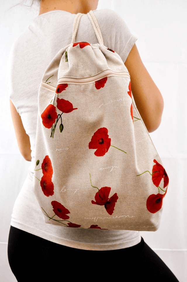 Red Poppies Print Backpack
