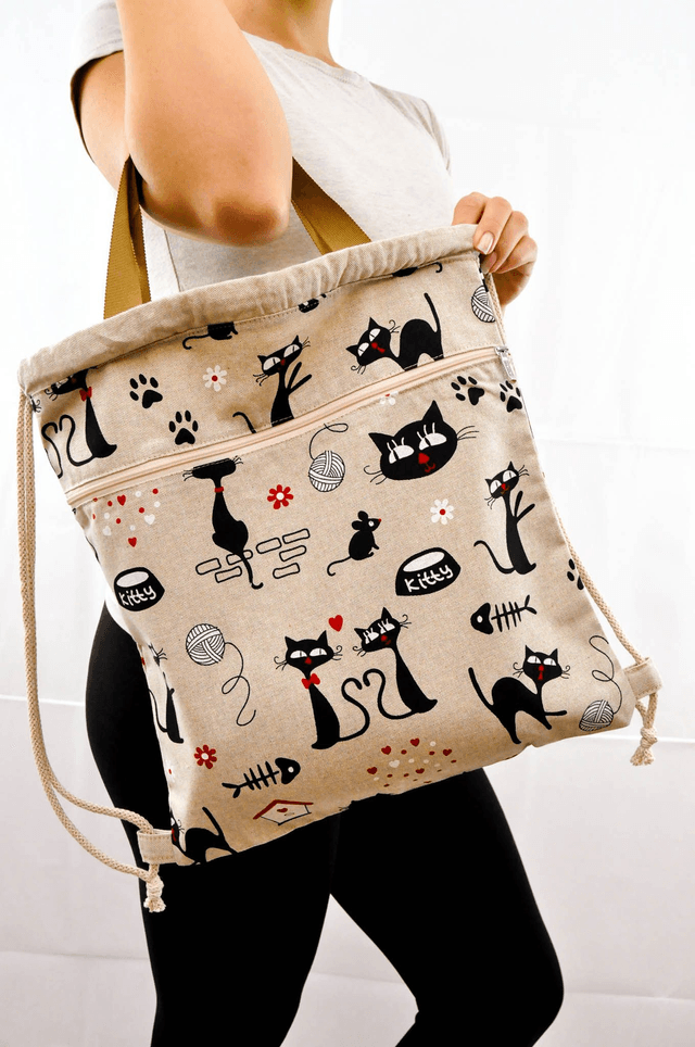 Sassy Black Cats Print Backpack