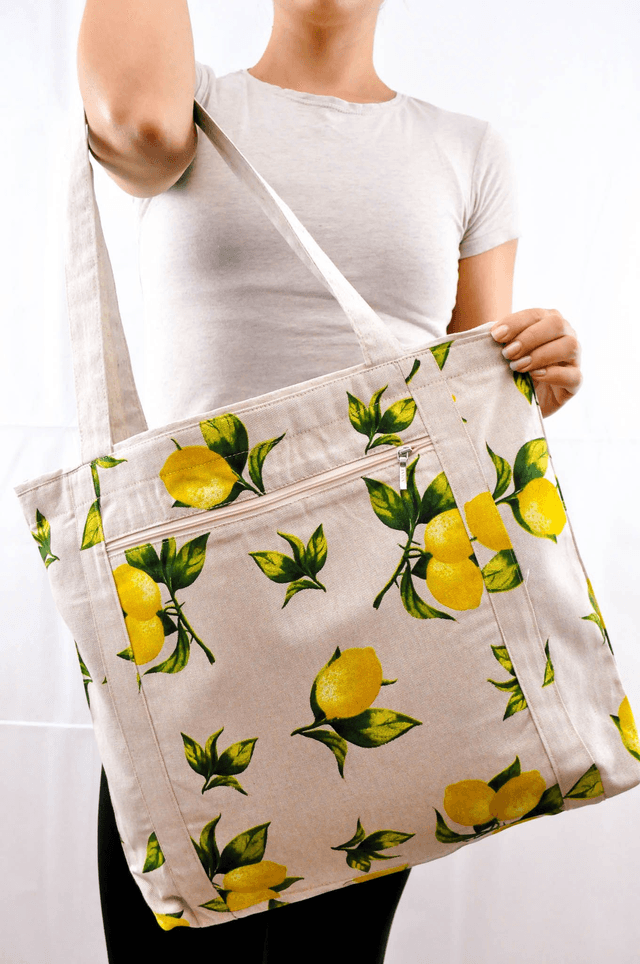 Lemons Print Shopping Tote