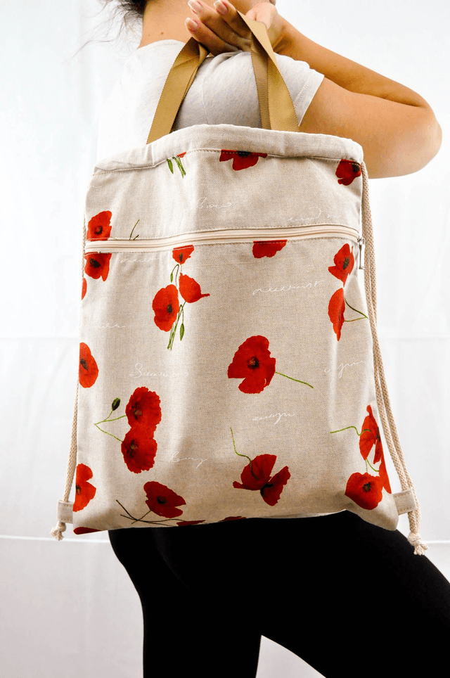 Red Poppies Print Backpack
