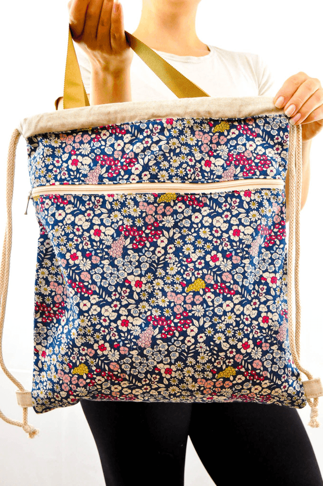 Colorful Flowers on Blue Print Backpack