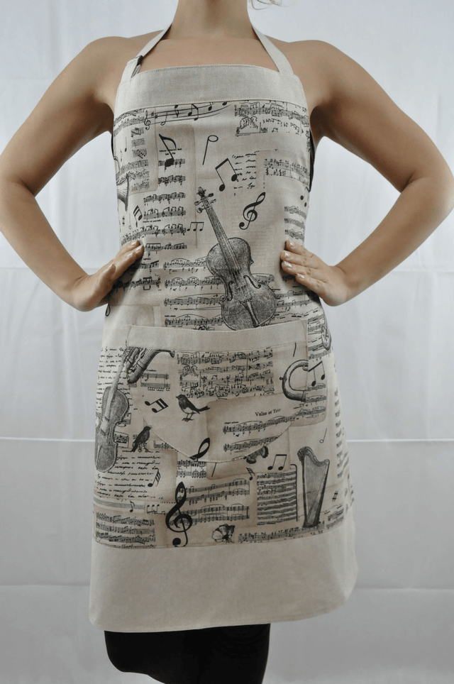 Musical Instruments and Notes Apron