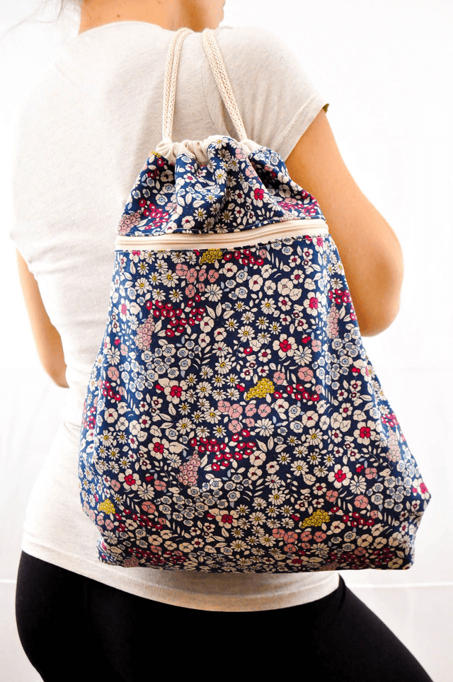 Colorful Flowers on Blue Print Backpack