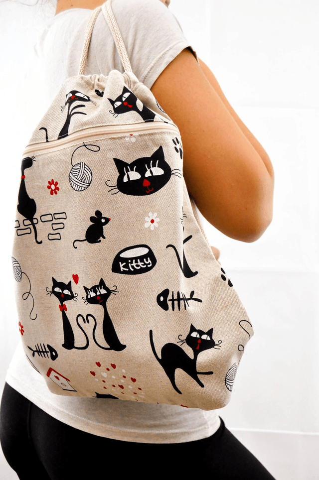 Sassy Black Cats Print Backpack