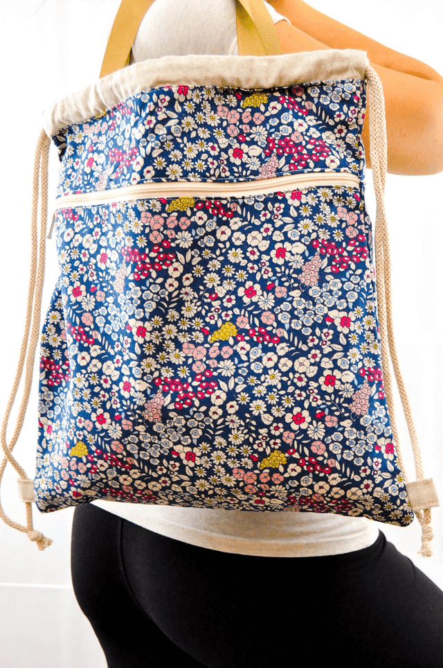 Colorful Flowers on Blue Print Backpack