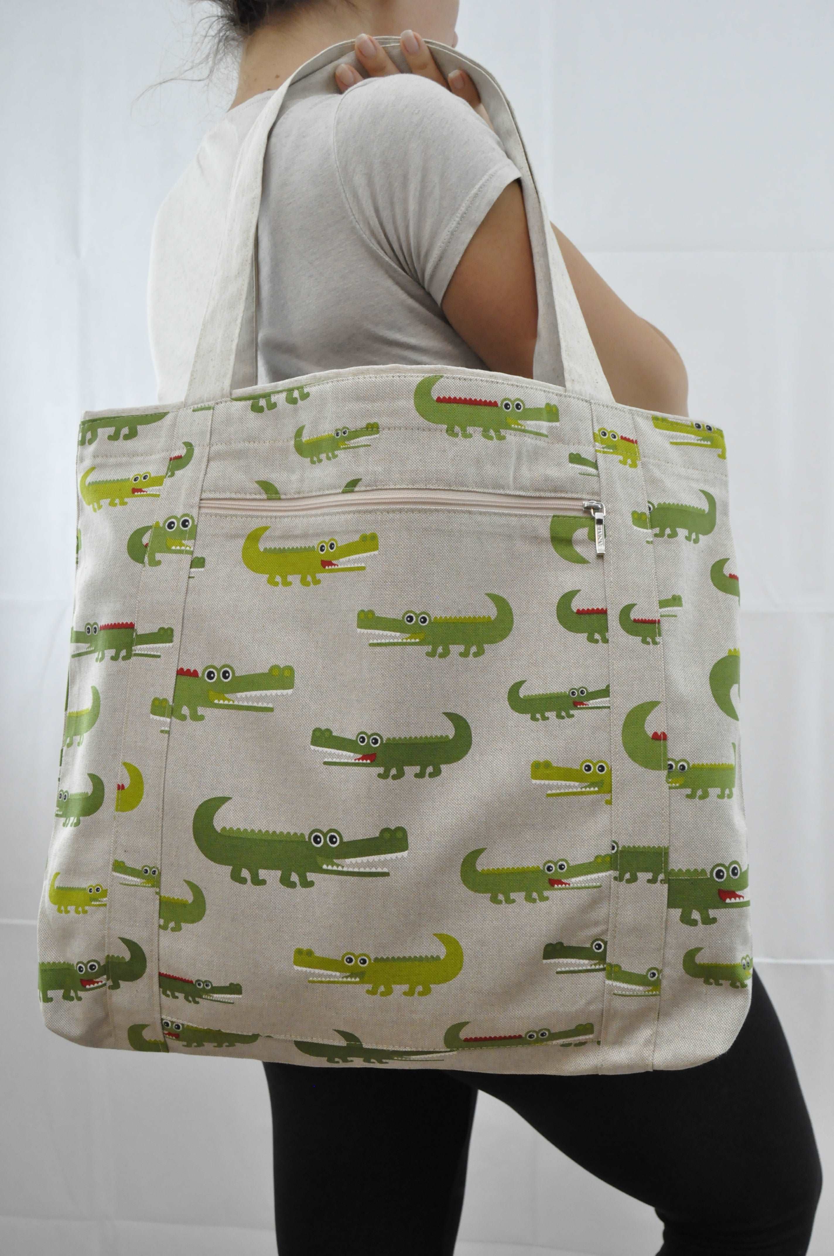 Juicy Green Lemons Print Shopping Tote - Fresh and Vibrant – Gregatex