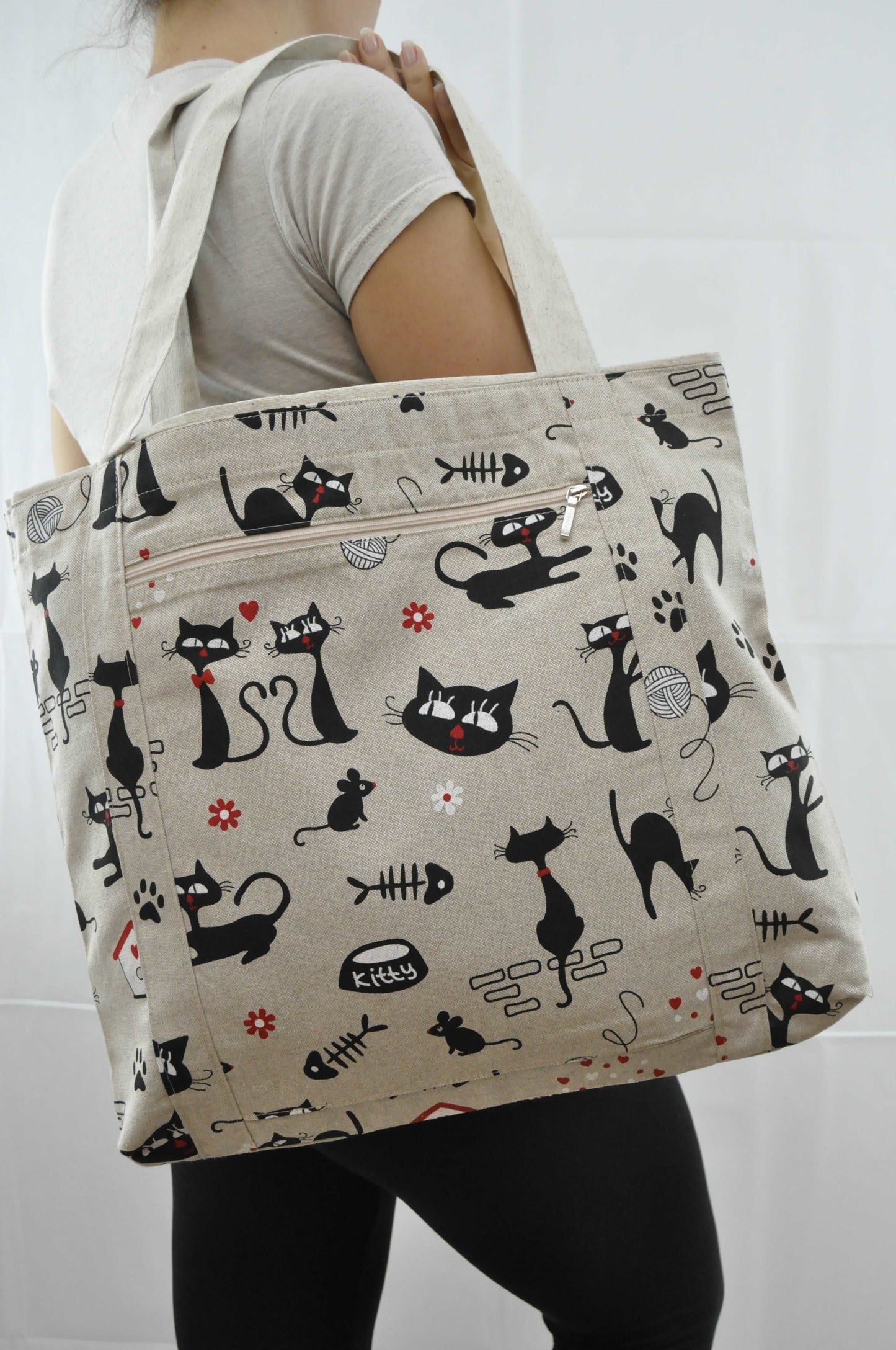 Black Cat Cotton tote bag